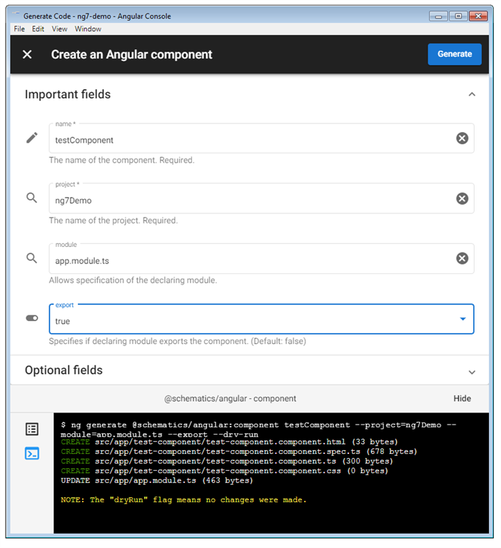 Angular Console User UI Interface For CLI